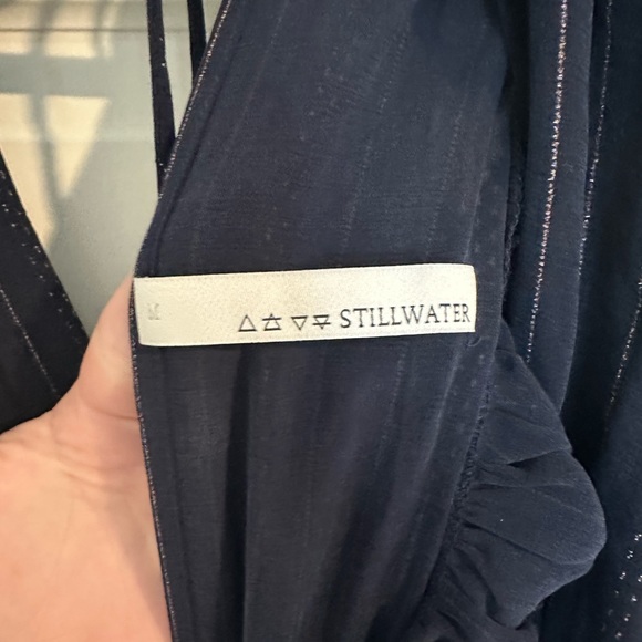 NWT Stillwater Jessie Midi Dress Navy Metallic Stripe - Picture 7 of 10